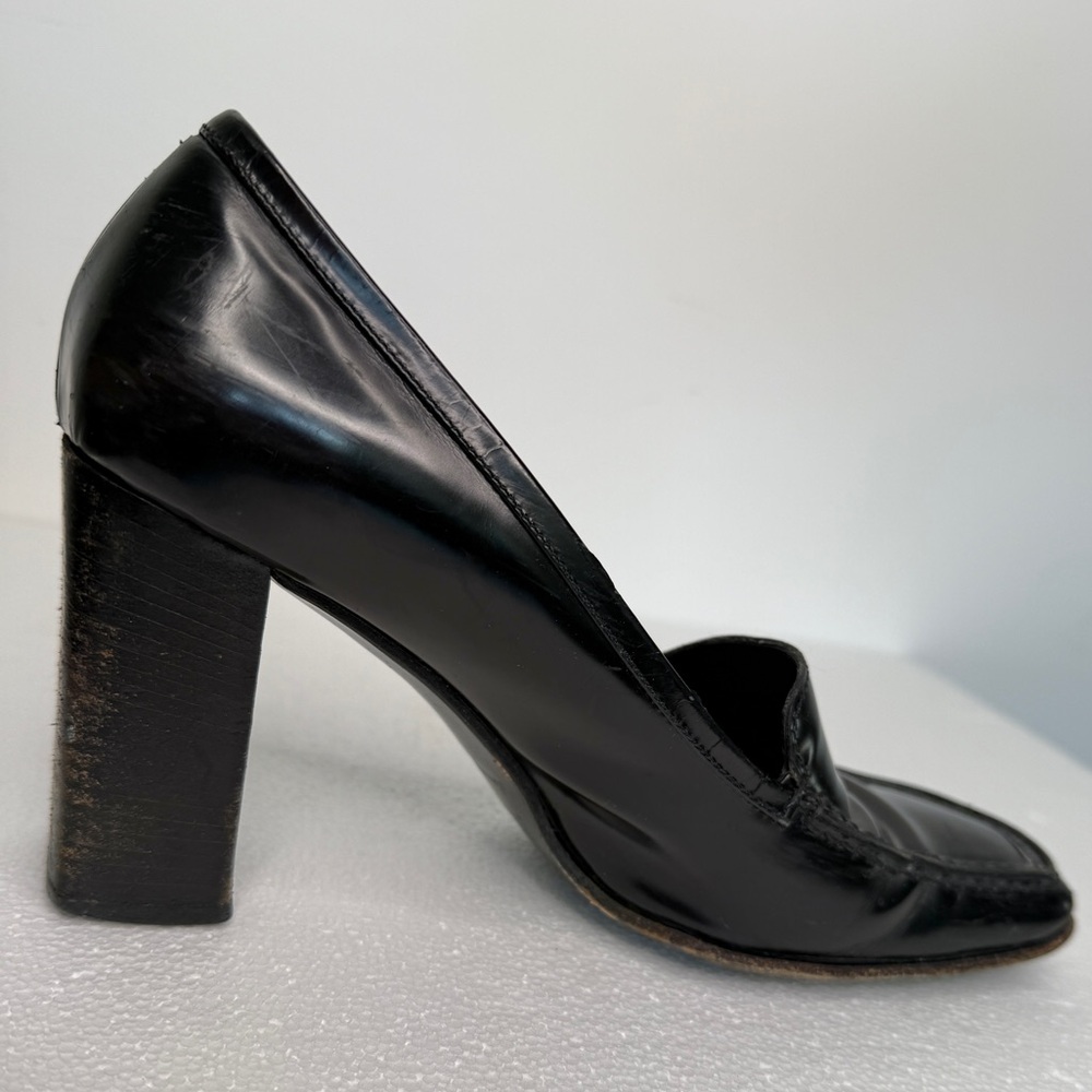Prada Vintage, Late 1990, Glossy Black Leather block heels pumps , Sz 8.5 - Picture 6 of 13